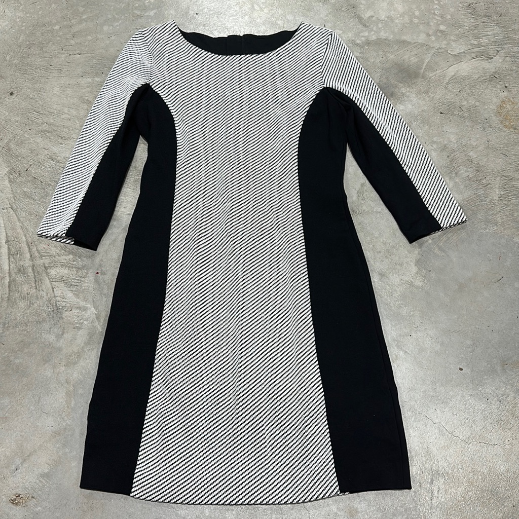 Banana Republic Brand Black N White Zipper Back Dress Size8  K66